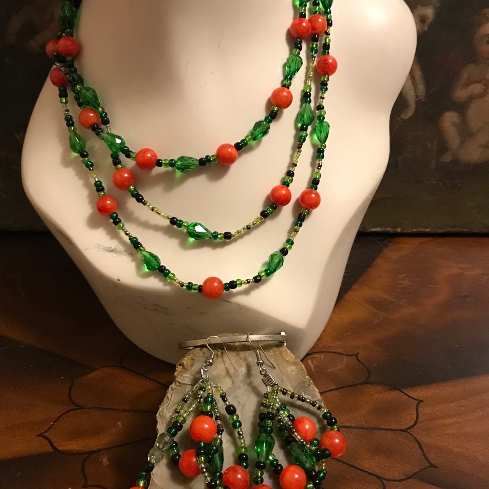 Vintage Three String Orange, Green Black